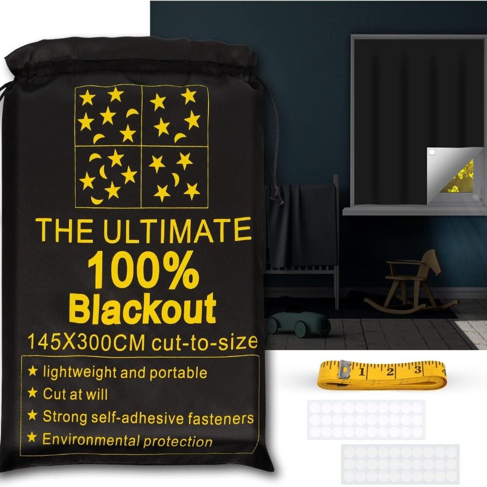 Portable Blackout Shades (118" x 57") Travel Window Blackout Curtains